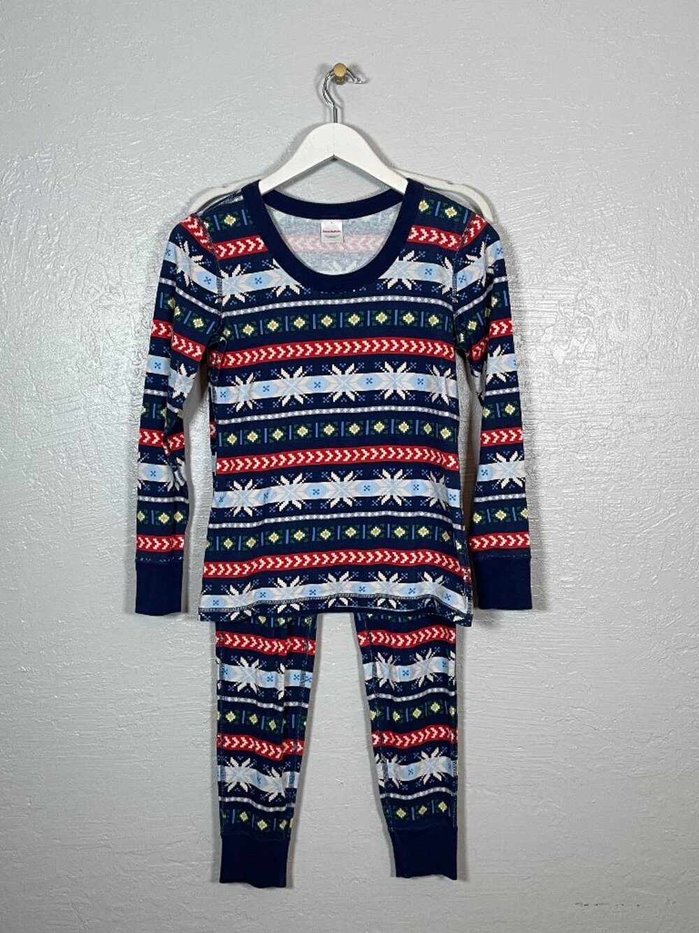 Hanna Andersson Unisex S Scandi Snowflake Fair Isle Holiday Long John Pajama Set